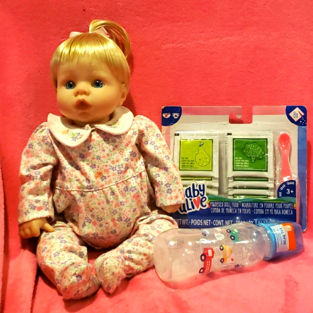 Doll and food playset plus baby bottle